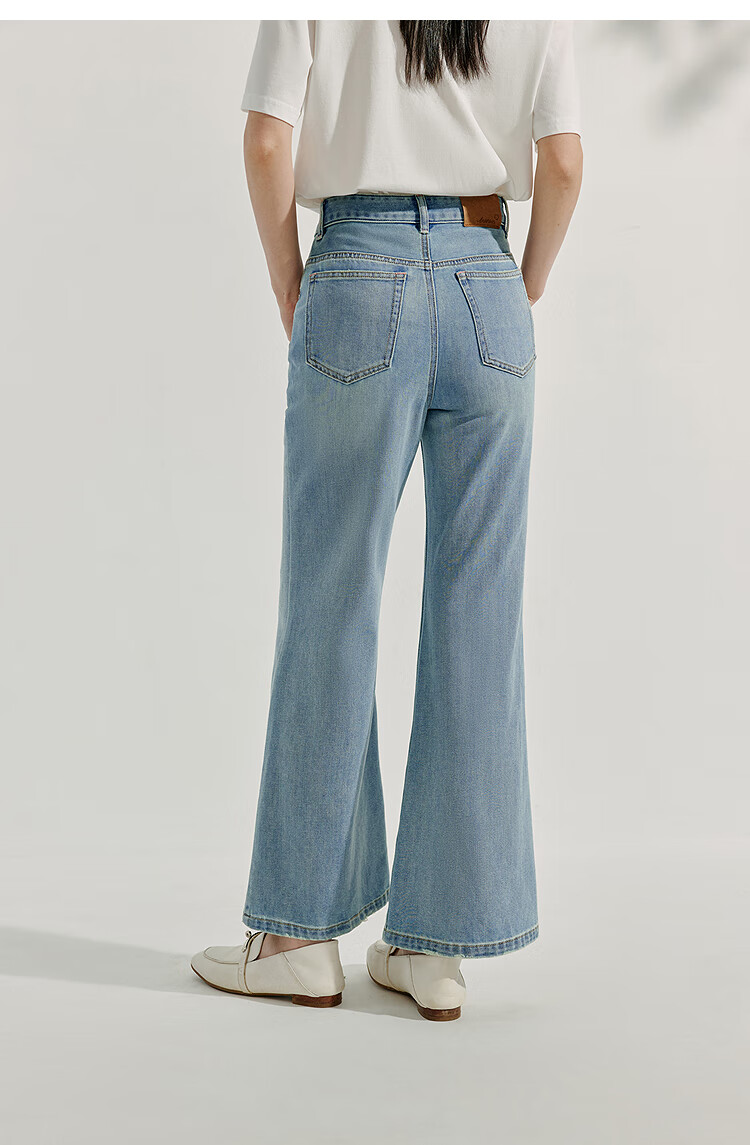 INMAN Vintage Washed Micro-Flare Jeans, 2026 Summer Women's New Style, Commuter Slim-Fit Long Pants, Denim Blue, Size 29 11