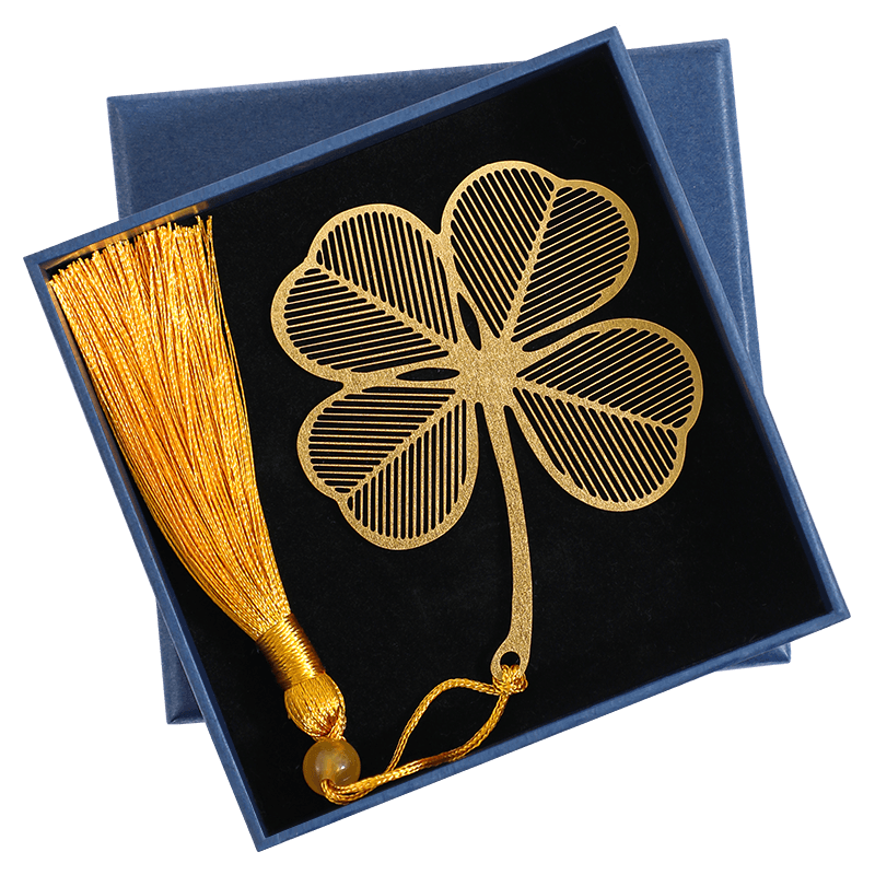 Jiaran Heng Brass Metal Bookmark Gift Box Graduation Gift for Teachers and Friends Chinese Style Cultural Creative Souvenir Customizable Four-Leaf Clover