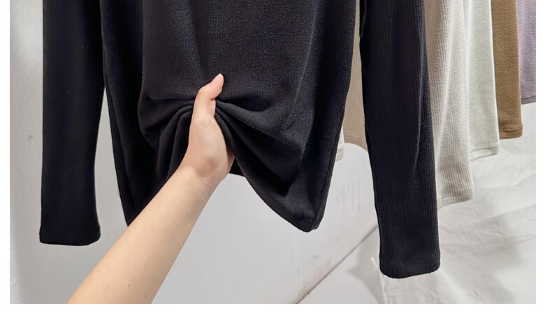 MiiOW Women's Half Turtleneck Fleece-Lined Thickened Base Shirt 2025 New Autumn Winter Warm Inner and Outer Wear Top 6