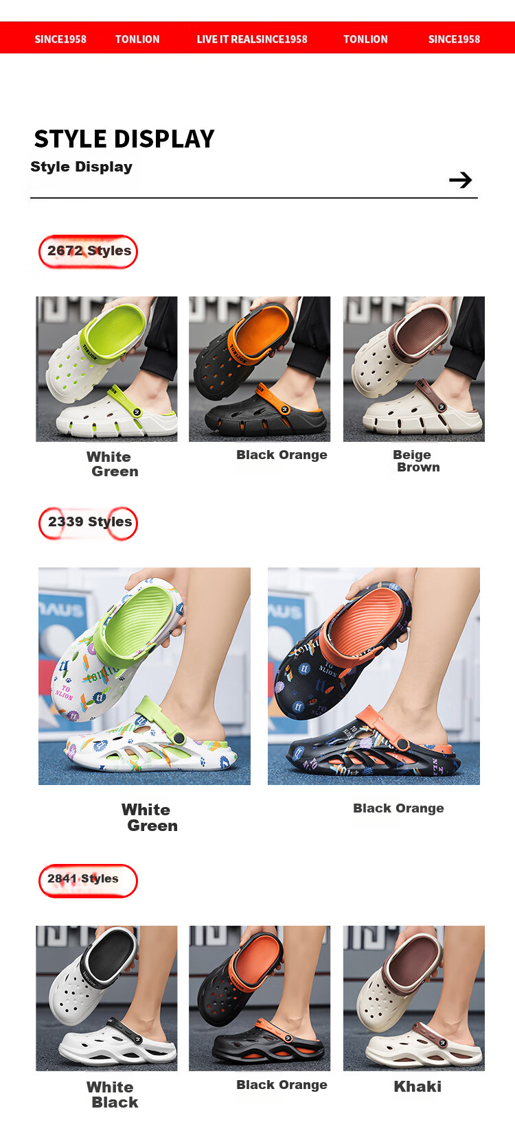 TonLion Perforated Shoes, Men's Summer Outdoor Sandals, Casual Couple Style Beach Slippers, Beige Brown, Size 38/39 22