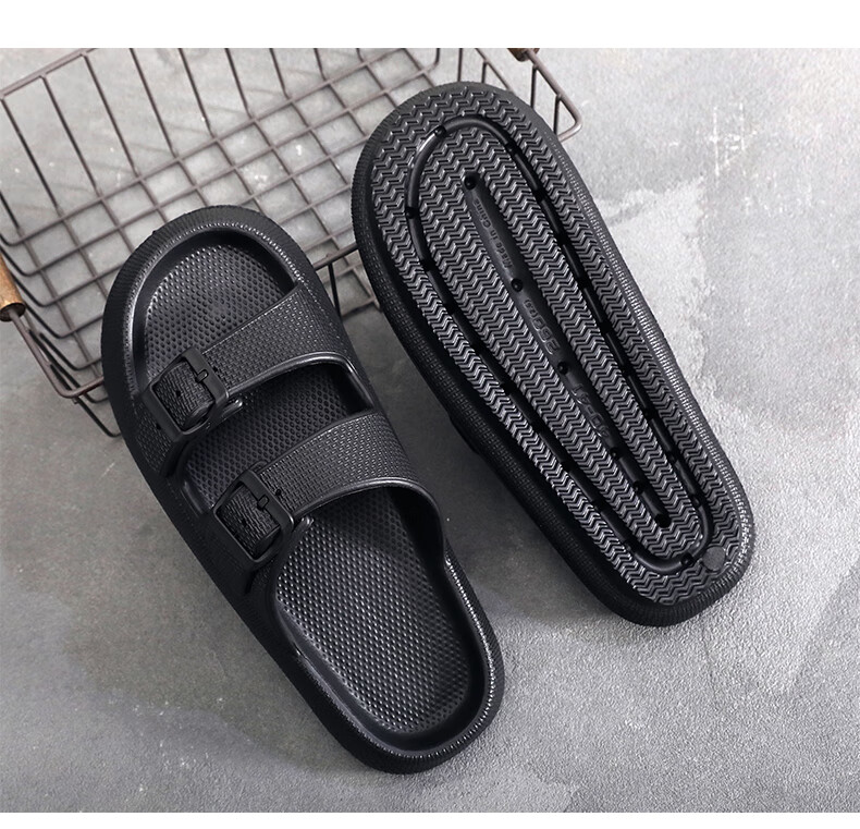 GUOLUOFEI Summer Men's Outdoor Thick Sole Slip-On Anti-Slip Beach Sandals Black Size 42-43 8