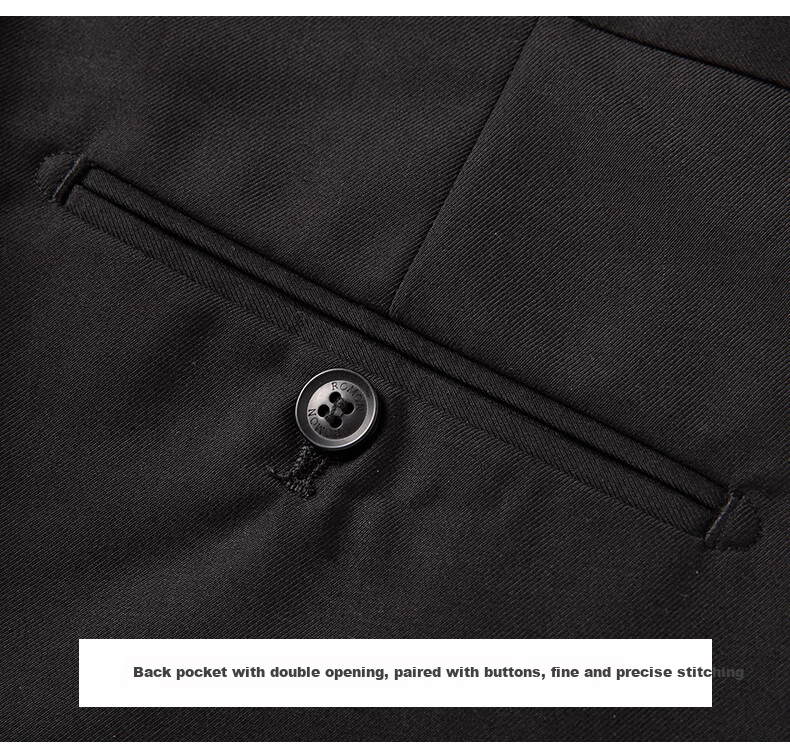 ROMON Wrinkle-Free Dress Pants for Men, Straight-Leg Stretchy, Spring And Autumn 2026, Middle-Aged And Young Business Workwear Style Professional Trousers, Black, Size 31 23