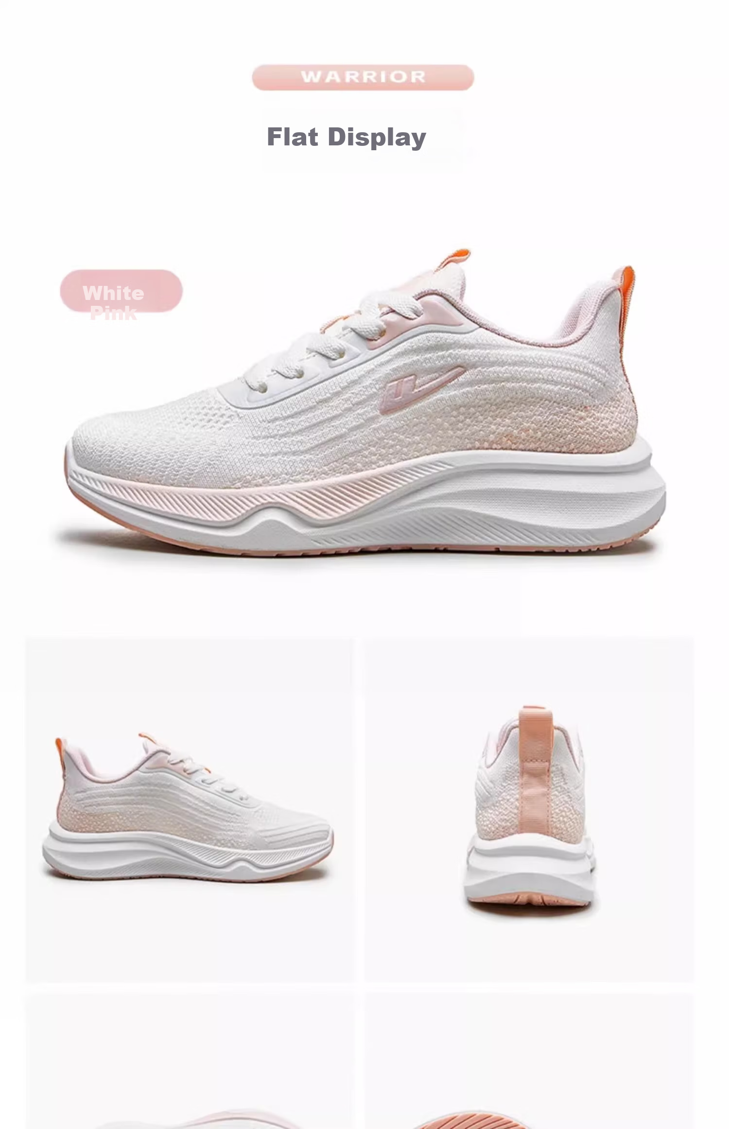 Warrior Women's Summer Breathable Casual Sports Shoes Shock Absorption Running Shoes 458C White Purple Size 39 19