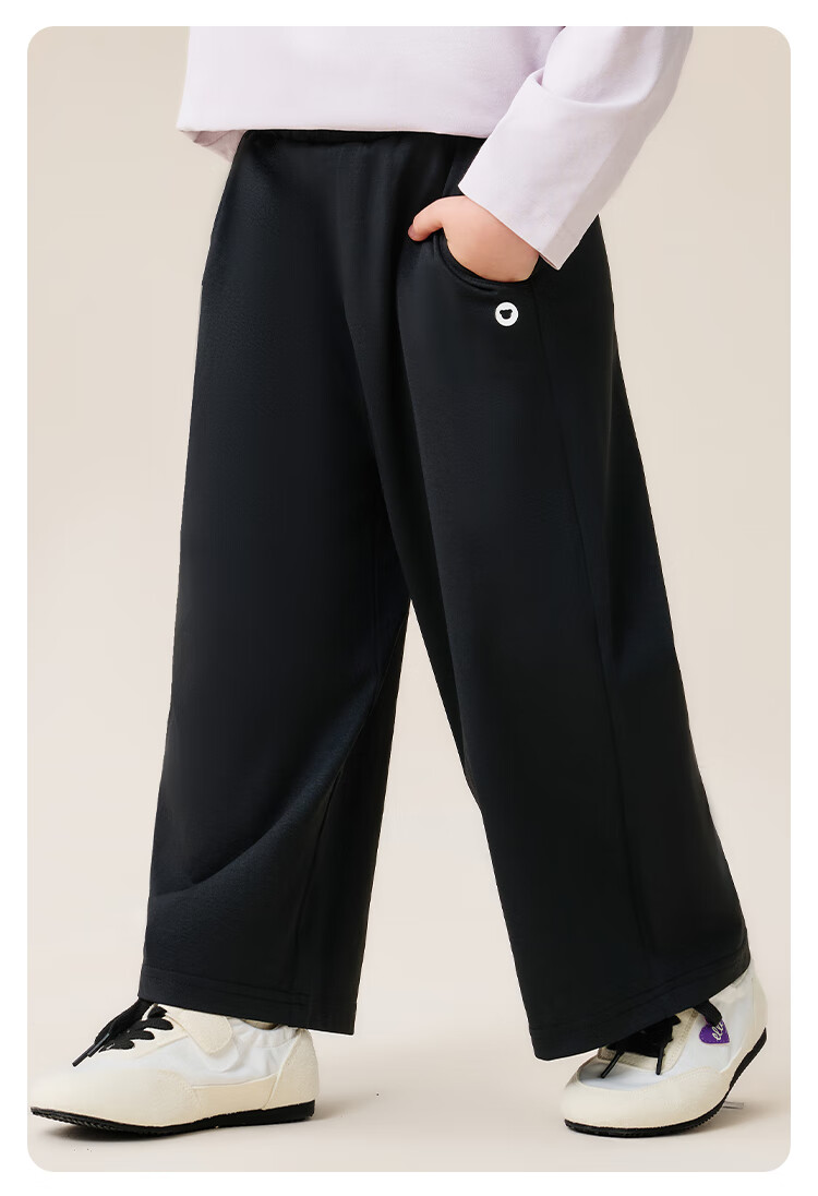 Classic Teddy Girls' Pants Children's Sports Casual Long Pants Kids Spring Quick-Dry Cargo Pants Black Size 90 16