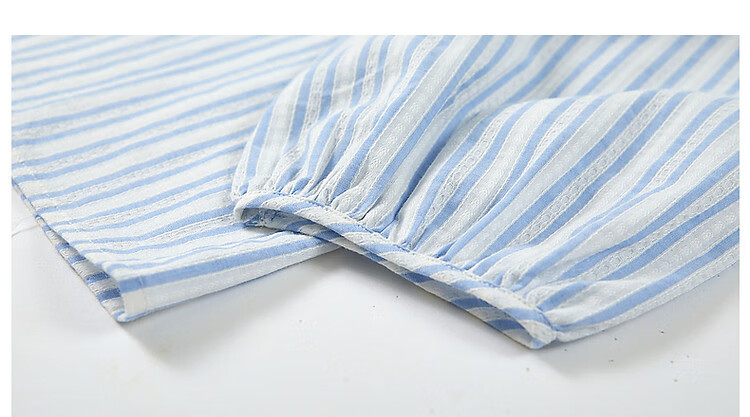 Dme [Oxygen Pure Cotton] Fresh Spring And Autumn Square Collar Striped Shirt, Retro Lantern Sleeves, Slimming Blouse, Women's Top 10