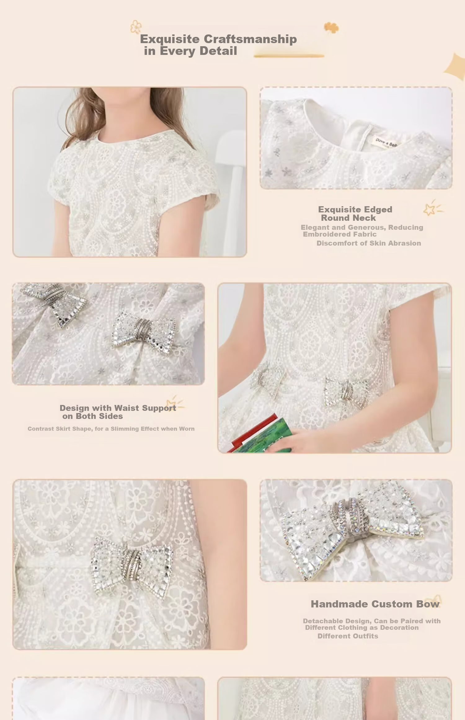 DAVE & BELLA [High-End Formal Dress], Girls' Princess Dress, Summer Wear, High-End Embroidered Skirt, Elegant Princess Dress 3