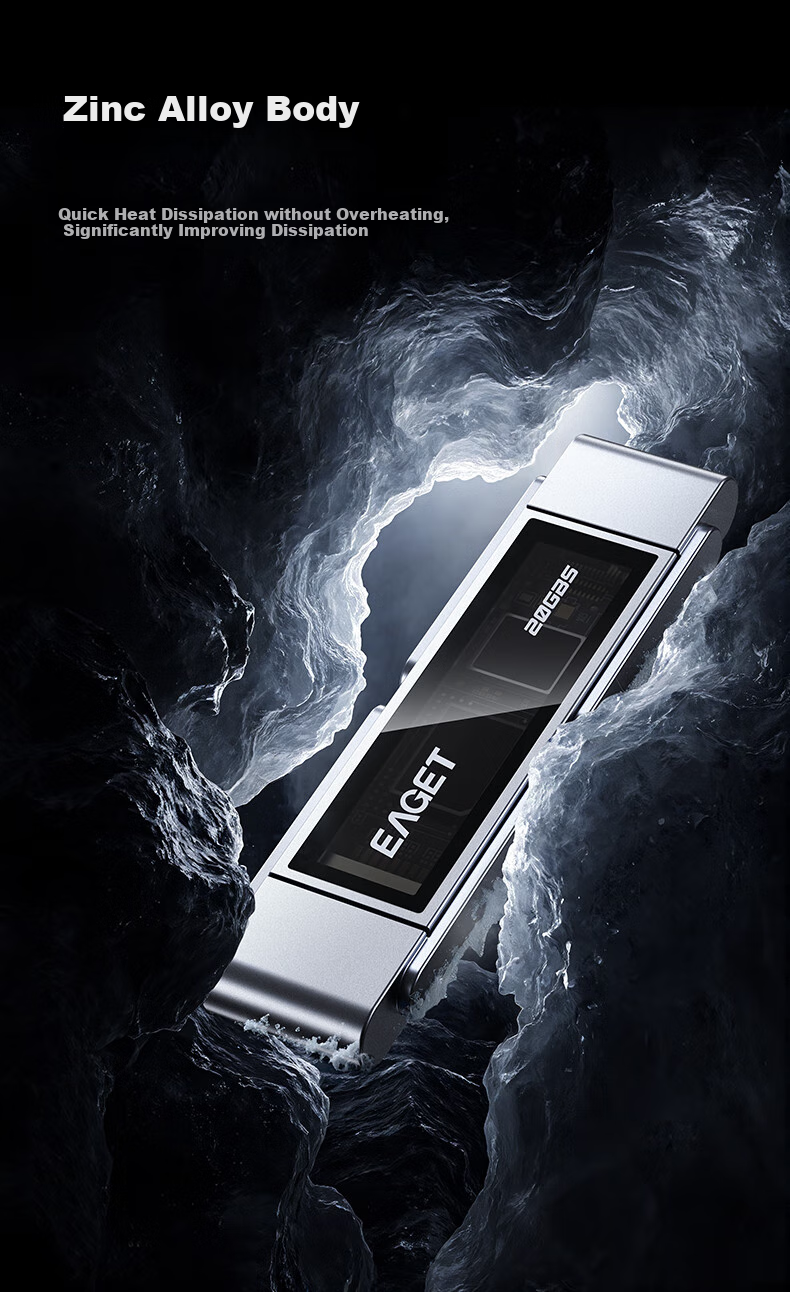 EAGET SU220 512GB Dual-Interface Portable SSD Flash Drive, 2000MB/s, USB3.2/Type-C High-Capacity Flash Drive, Compatible with Phones And Computers, Office USB Drive 8