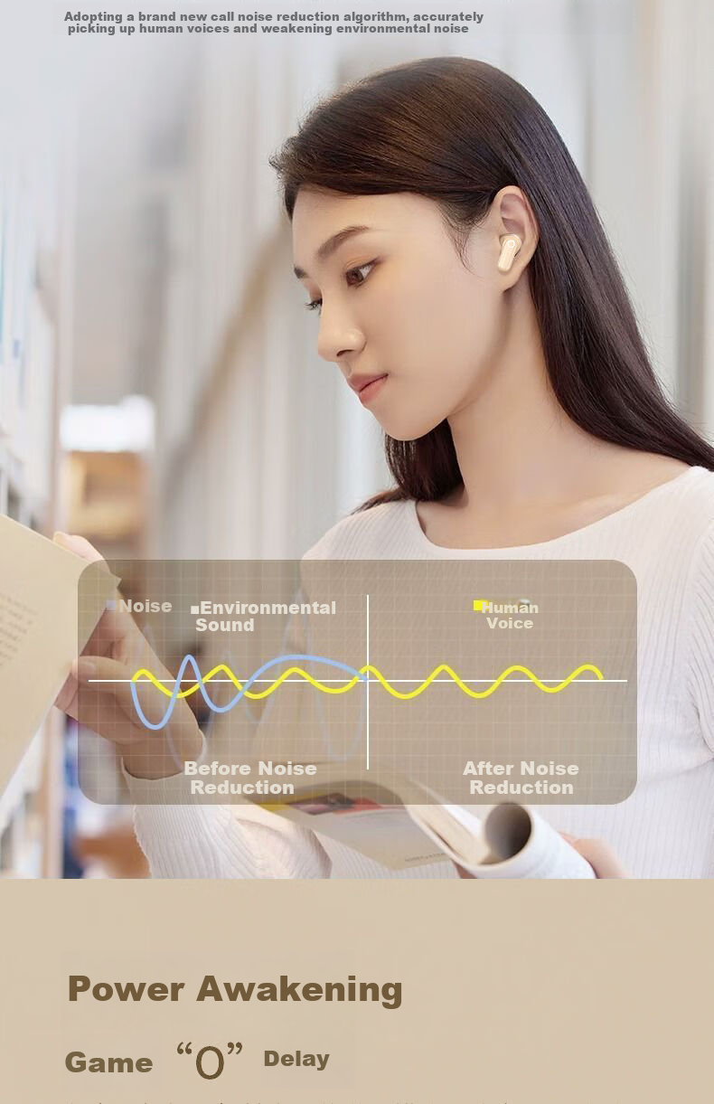 EARISE [Berlin Voice] Mini Compact Short Handle True Wireless Noise-Cancelling Semi-In Earphones for Music, Sports, Gaming with Low Latency And High Sound Quality Bluetooth Headphones M212 White 8