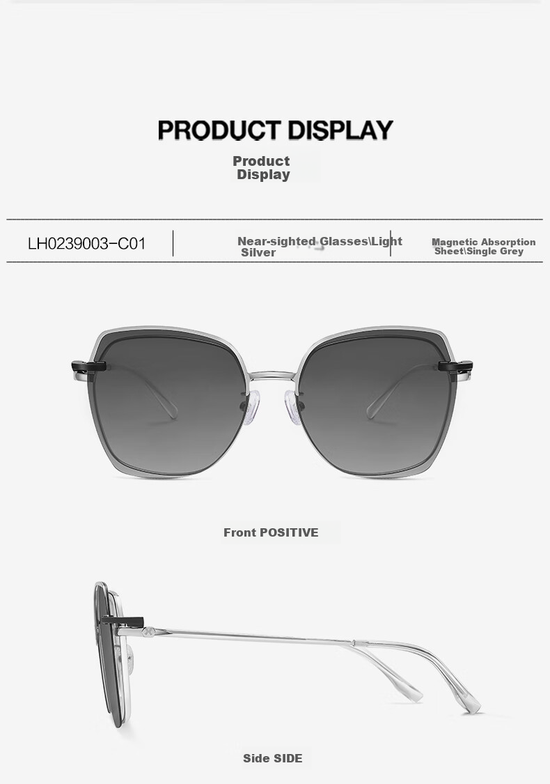 LOHO Large Frame Anti-Blue Light Glasses for Nearsightedness, Customizable Prescription, Women's Frames with High-End Feel, Unique, Face-Slimming, Bare-Faced, Five-Fold 14