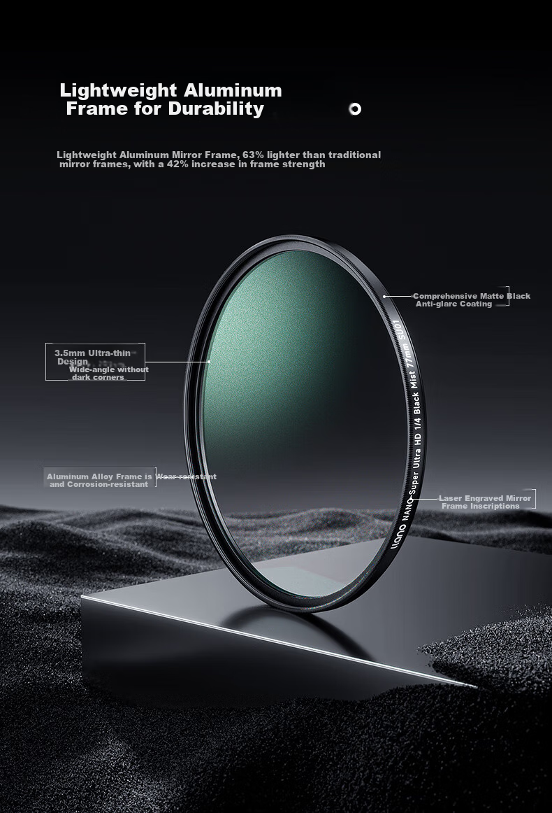 Llano 1/4 Black Soft Filter, 95mm Quarter Soft Light Filter, Softening Filter, Diffusion Filter, Soft Focus Filter, Soft Focus Filter, Portrait Light Softening Matte Shooting Beauty Filter, Mirrorless Camera And DSLR Camera 13