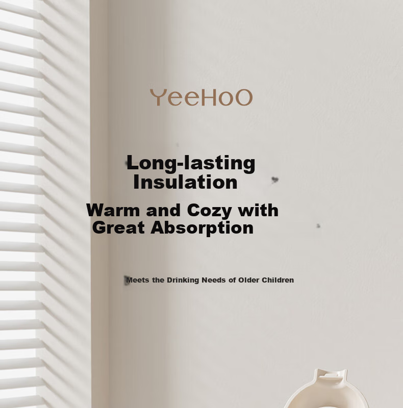 YEEHOO Baby Insulated Water Bottle with Straw for Learning to Drink, Specialized Insulated Milk Bottle for Children - Cream Rice 1