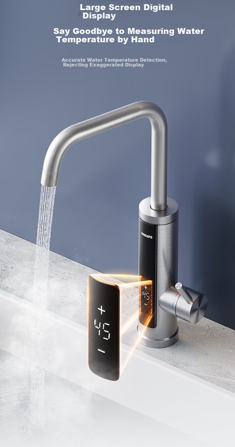 PHILIPS Electric Hot Water Faucet, Instant Stainless Steel Body, Dual-Purpose Hot And Cold Kitchen Heating Faucet, Variable Frequency Electric Water Heater AWH1191SS/93 12
