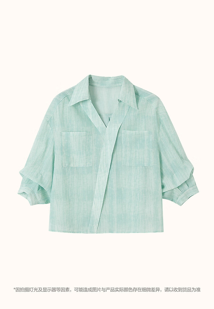 Dme [Art Student Outfit] Summer Artistic Gradient Lapel Shirt, Loose Comfortable Blouse, Women's Top 12