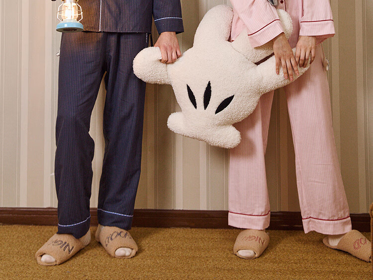 Gukoo Disney Series Striped Collar Cotton Long Sleeve Women's Pajama Set Couple Sleepwear Spring Autumn Ancient Pink S 19