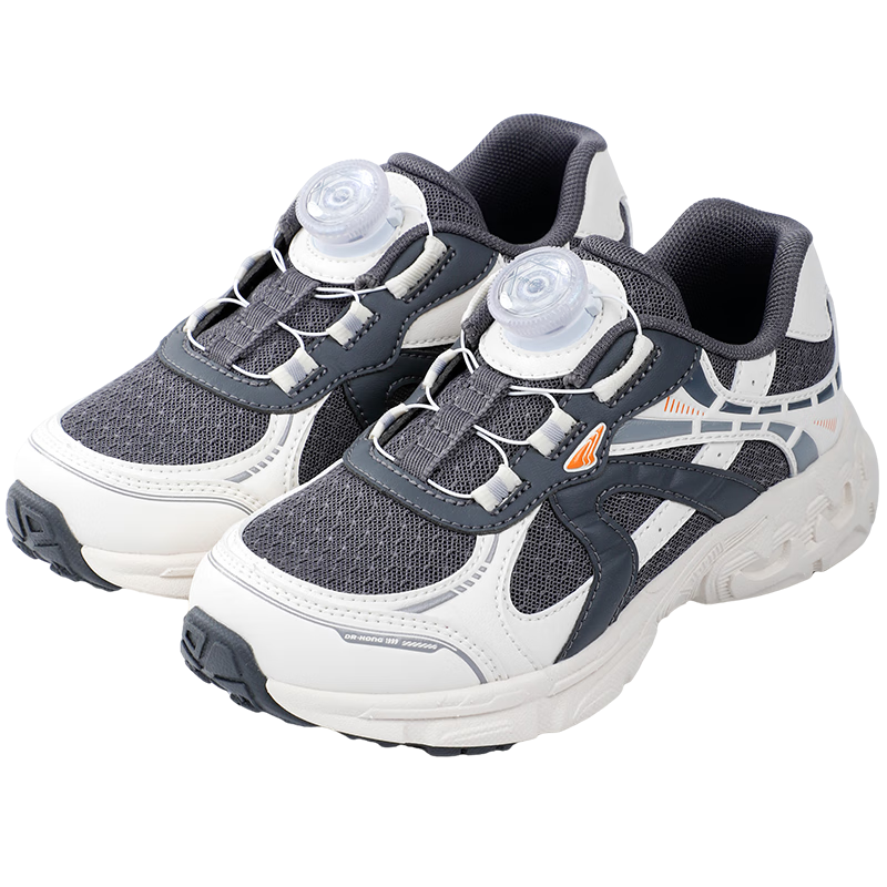 DR·KONG Toddler Shoes, Sneakers for Autumn, Boys And Girls, Rotary Buckle Strap, Children's Shoes, 2B16A3016AM, Gray/beige, Size 27