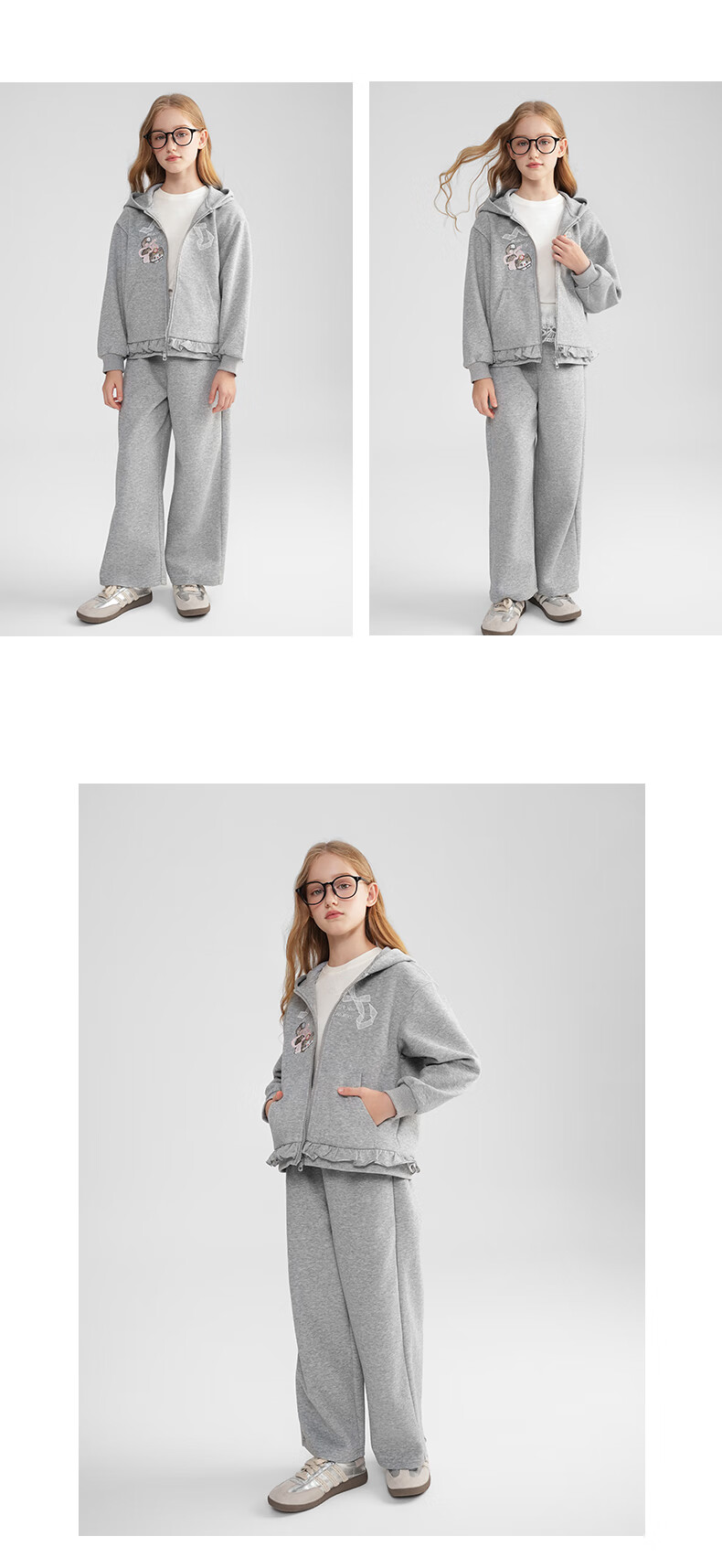 MOMOCO Girls' Autumn Outfit Sweatshirt Children's Sportswear Trendy Two-Piece Set Heather Gray 110 4