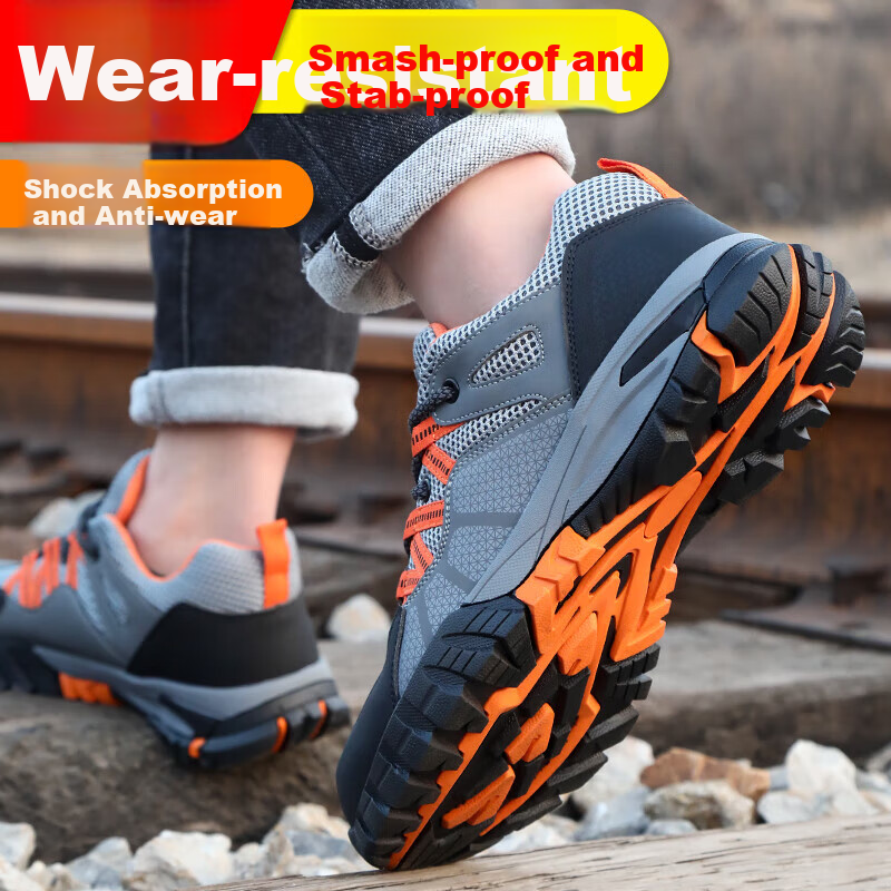 Jingtu Safety Shoes for Men, Summer Breathable Steel Toe Anti-Puncture Wear-Resistant Comfortable Work Boots 1105T Size 39