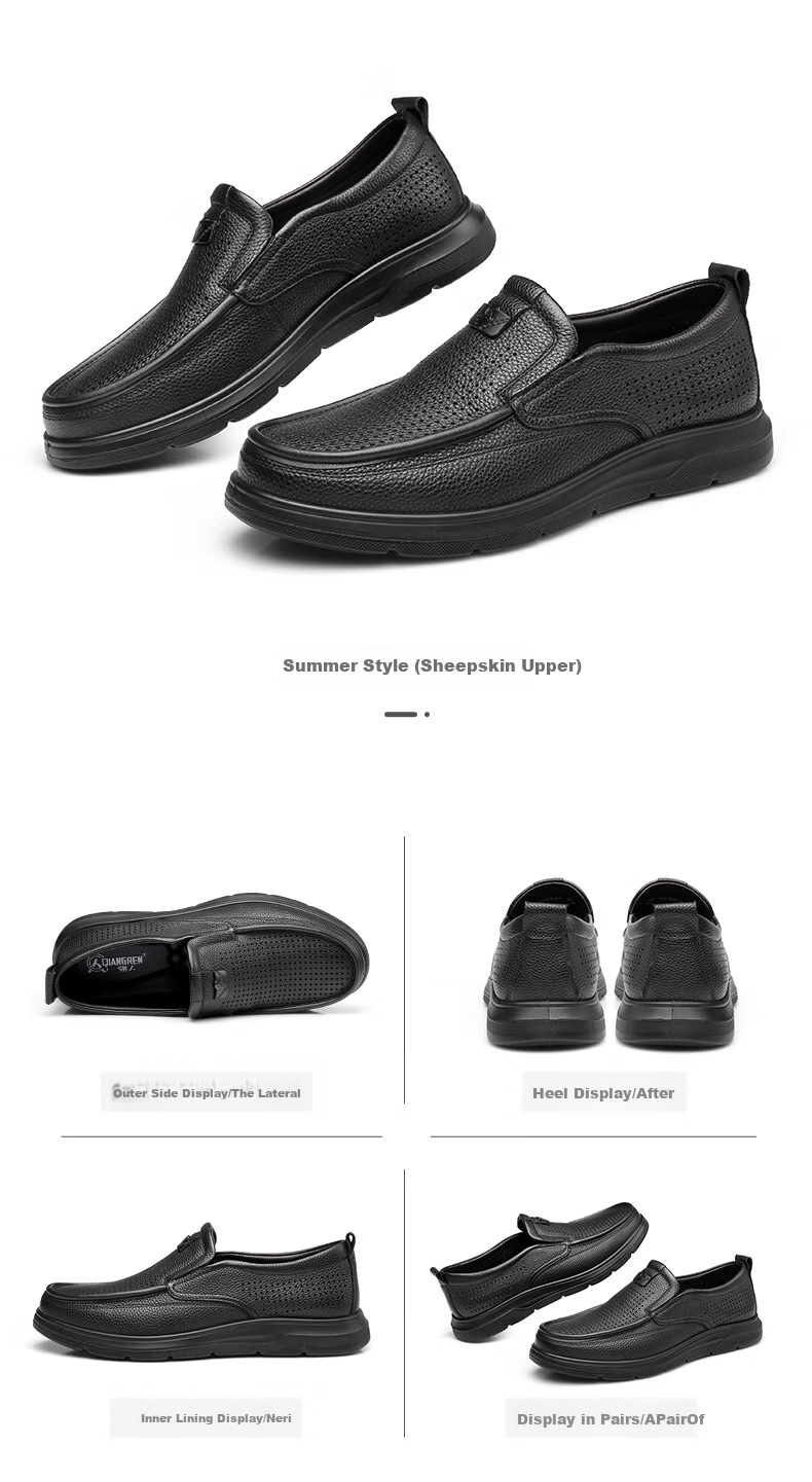 Qiangren Business Commute Leather Shoes for Men, Soft Upper And Sole, Slip-On Casual Shoes, Men's Footwear JDA351340 Black Size 44 13