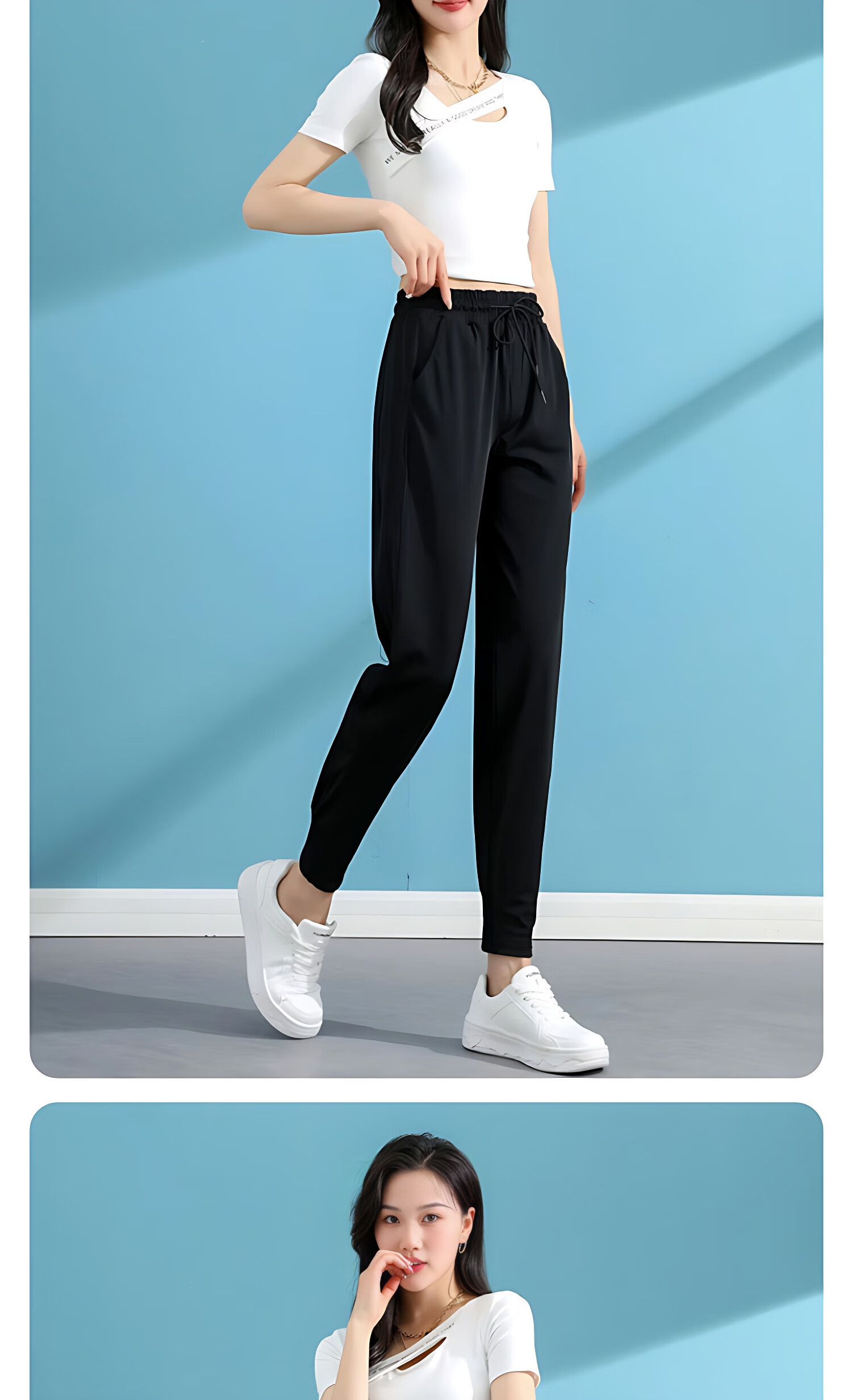 LangSha Ice Silk Sports Pants for Women, Summer Lightweight Loose Casual Pants, Harem Joggers, Black Slimming Quick-Dry Women's Trousers 9