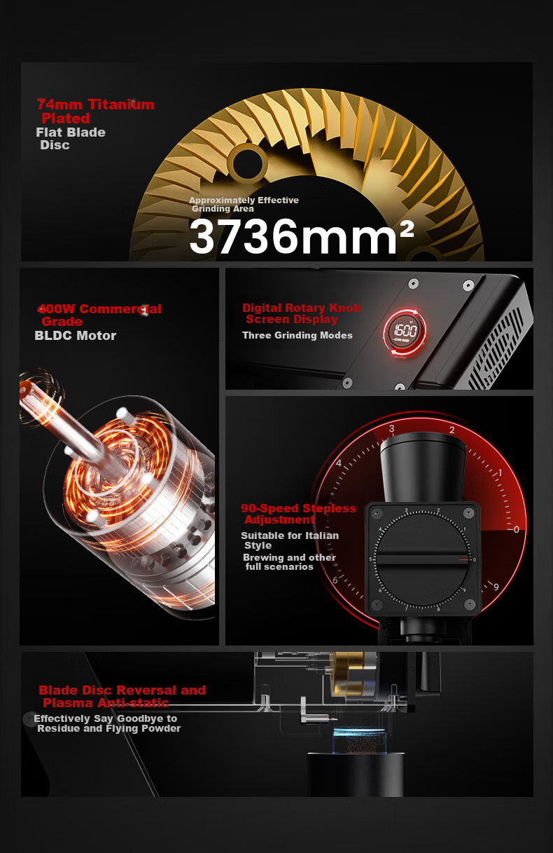 MHW-3BOMBER, Gift Sniper Portable Electric Coffee Grinder, Professional Home Coffee Bean Grinder with Titanium Coating 2
