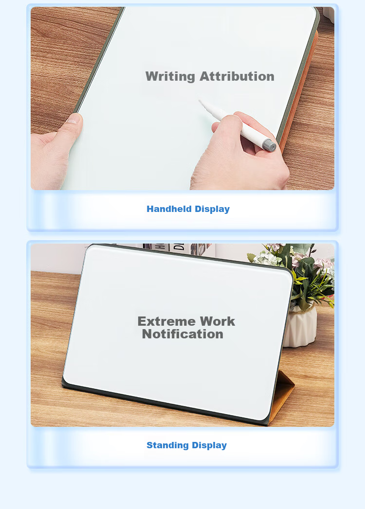 BBNEW Portable Desktop Tempered Glass Whiteboard, 21.5*33cm, High-Quality Magnetic Small Whiteboard, Foldable for Business Office Meetings, Note-Taking Board, Message Board, Orange NEWG2133-C 2