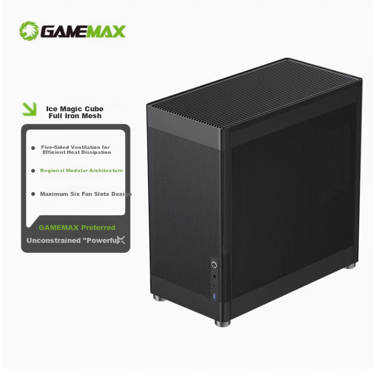 GAMEMAX Ice Cube Computer Case Mesh Iron Mesh Cooling Stand DIY Assembly Case (ATX/Type-C/Clear Ventilation/4090/240mm Water Cooling Support)