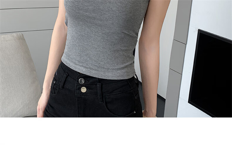 LangSha Women's Fake Two-Piece Small Camisole with Chest Pad, New Color-Block Double Shoulder Straps, Slim Fit, Backless Outerwear Top 24