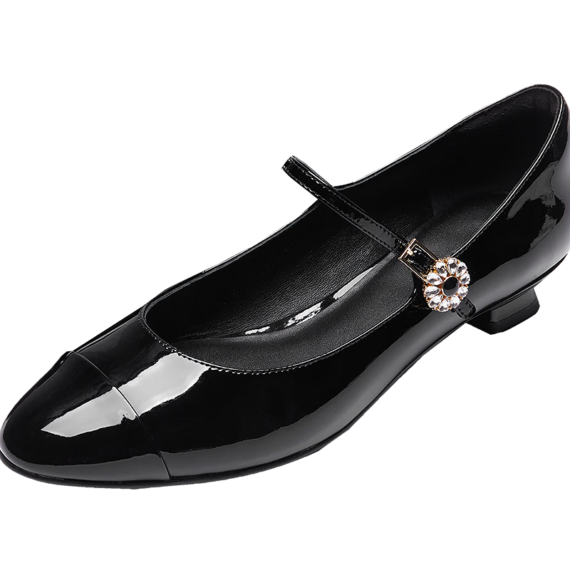 Laird Spring Summer Little Chanel Style Low Heel Elegant Mary Jane Shoes Women 6T23001 Truffle Black BKP 34
