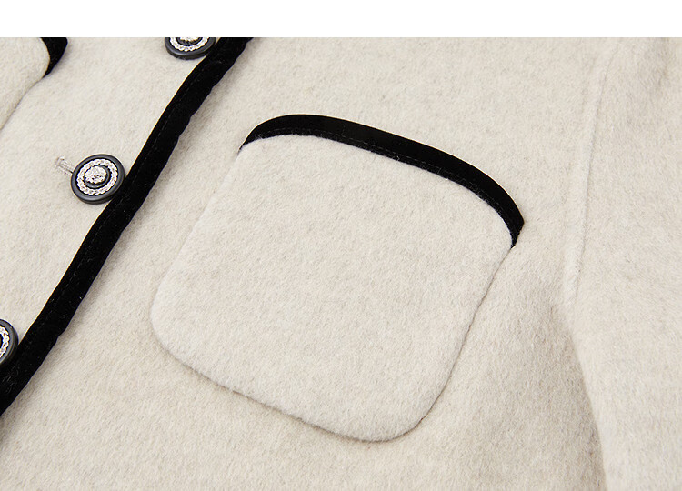 Demana Luxury Lightweight Double-Sided Wool Blend Winter Urban Elegant Color-Block Notched Lapel Loose Short Women's Coat 3