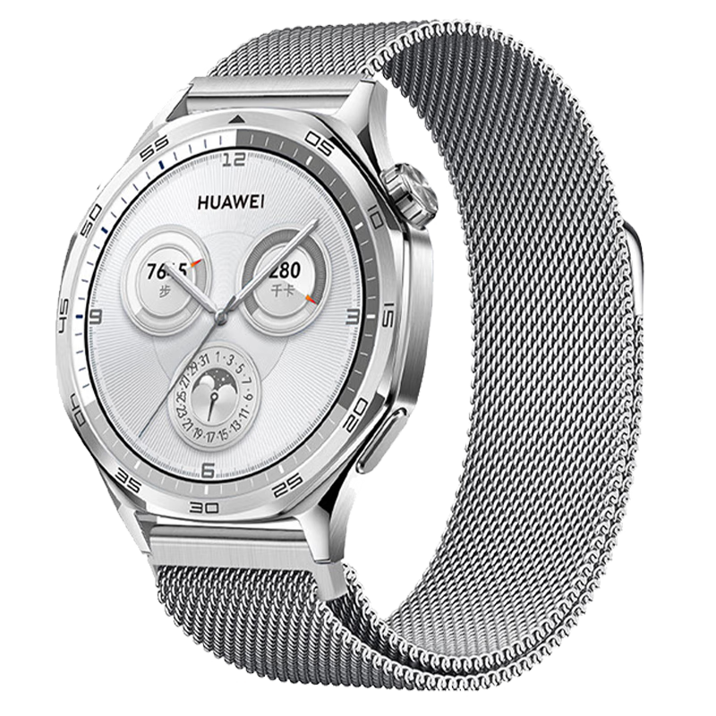 MSSM Compatible with Huawei Watch Band, Milanese Loop for GT6/6Pro/5/4/GT3/Watch5/4Pro/3Pro, Metal Steel Strap with Magnetic Clasp [Silver] 22mm