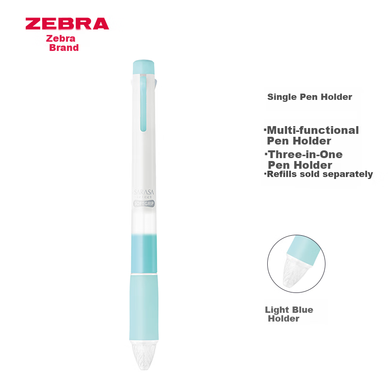 ZEBRA 3-Color Multifunctional Pen Barrel, SARASA Series Colored Gel Pen Barrel (Refill RNJK5), S3A25 Light Blue Barrel