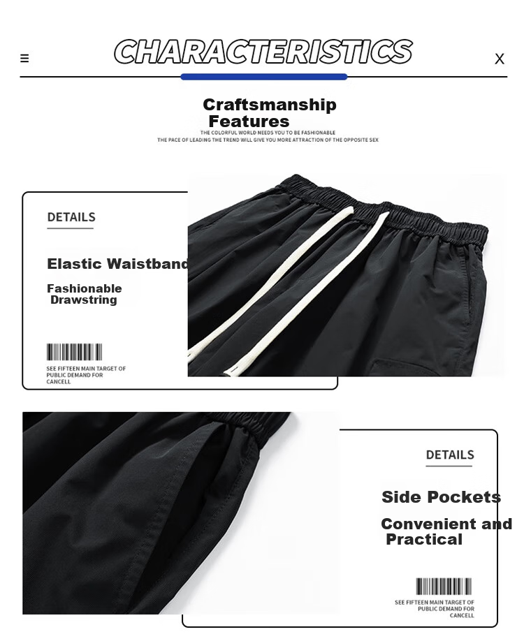 JEEP Men's Shorts, Summer Loose Casual Five-Point Cargo Pants, APK660, Black, XL 4