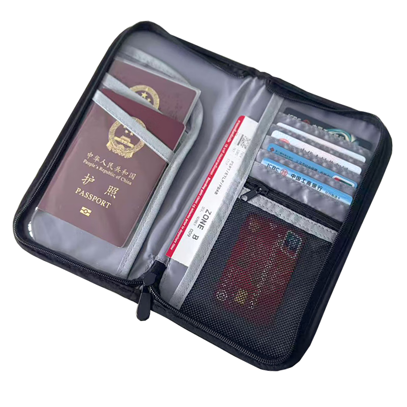 Bonayun International Travel Passport Holder, RFID Anti-Theft Strap, Long Handheld Large Capacity Wallet Card Holder Document Storage Bag