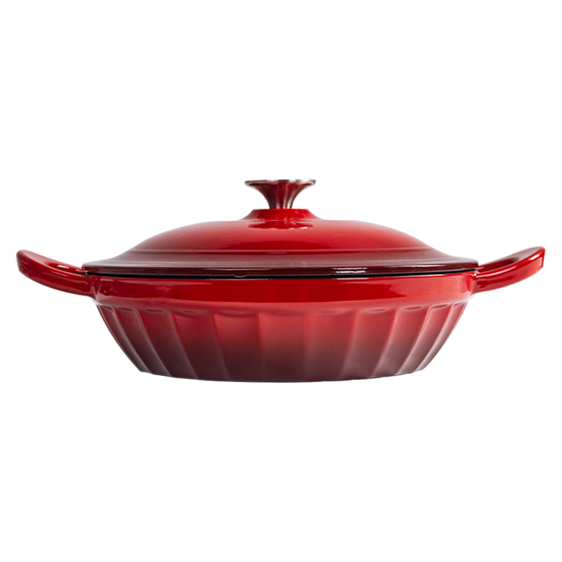 JD Original Enamel Pot, Cast Iron Soup Pot Stew Pot, Low-Pressure Cooking Seafood Pot, Housewarming Gift, Braising And Stewing Pot, 28cm Gradient Red