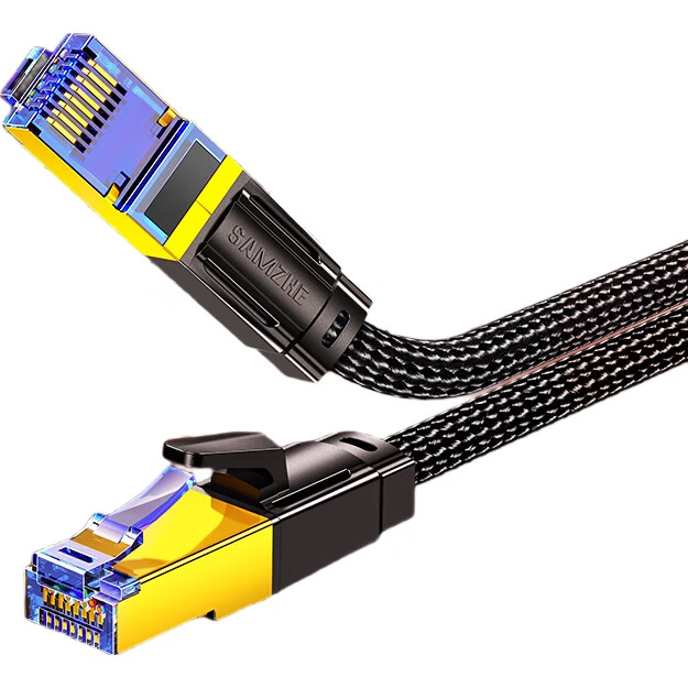 Сетевой кабель SAMZHE Cat8 10G, 15 метров, экранированный, для игр, 8-жильный, витая пара, для домашнего компьютера, цвет черный
