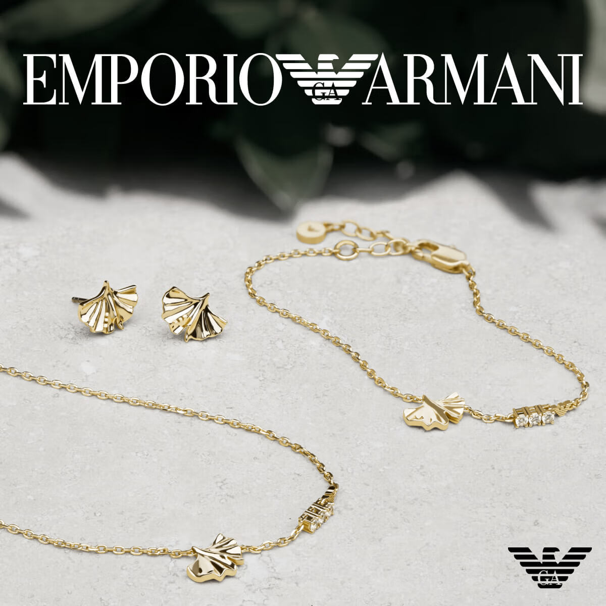 EMPORIO ARMANI Women's Stud Earrings [Bailu Celebrity Style], Ginkgo Leaf Earrings, Birthday Gift for Women, EGS3264710