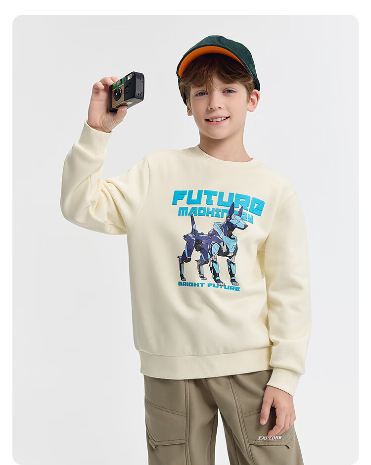 BALABALA balaOne Boys' Fleece-Lined Warm Casual Sweatshirt 2025 Winter Kids' Clothing 208425121101 4