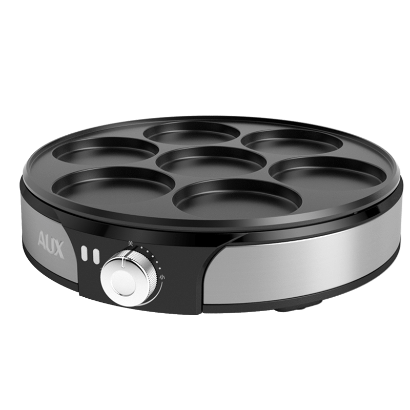 AUX Commercial Non-Stick Pancake Maker, Griddle, Crepe Maker, Multi-Functional Grill And Roaster, High Power, Seven Holes, 30CM Large Diameter, Stainless Steel Body, LA-102