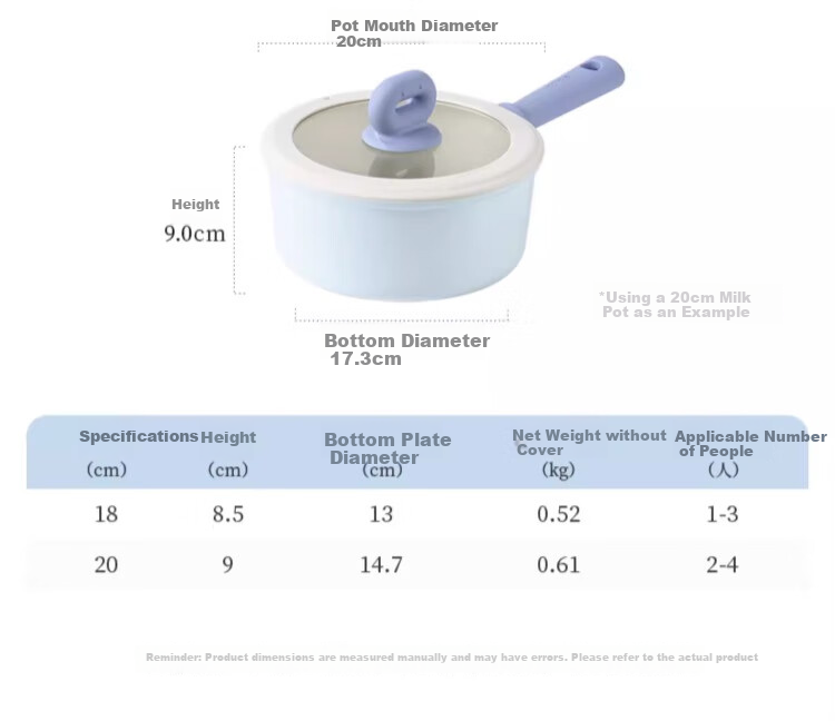 CaROTE Non-Stick Milk Pot for Babies And Toddlers, Maifanite Small Pot for Cooking Noodles, Home Use Steaming And Soup Pot, 18cm Set 15