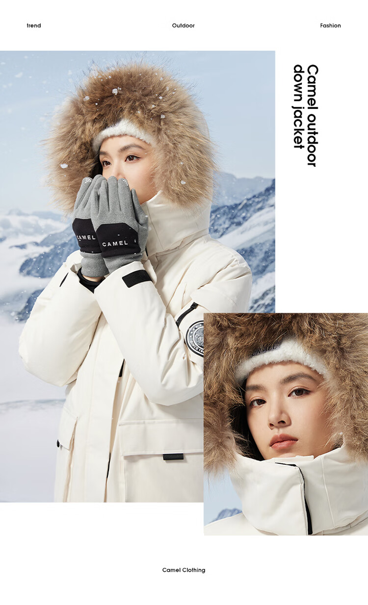 CAMEL Outdoor Down Jacket Unisex 035 Water-Repellent Thickened Warm Parka Coat 12