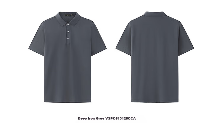 YOUNGOR POLO Men's, 2025 Summer Youth Business Casual Short-Sleeve Polo Shirt, Dark Iron Gray, 3XL 16