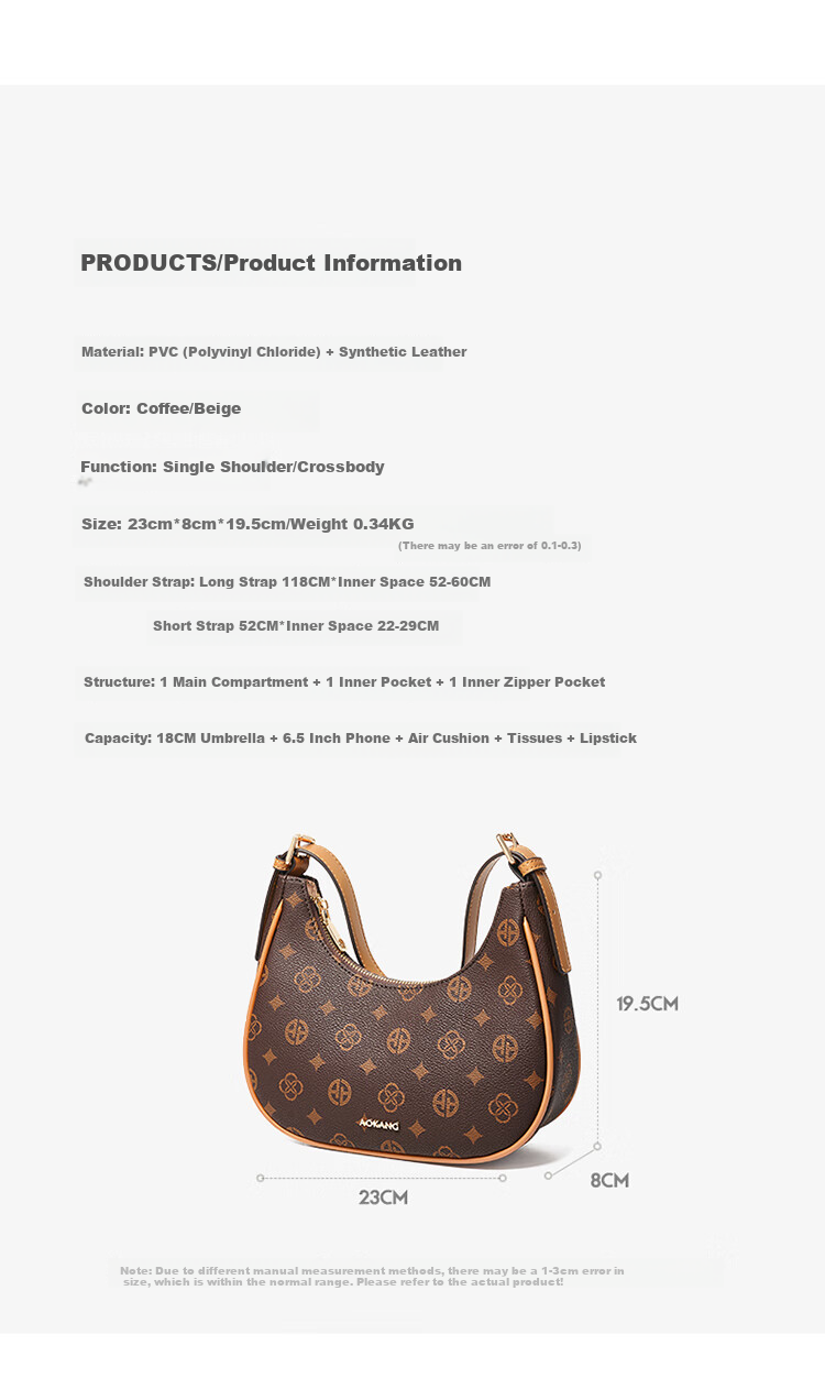 Aokang Women's Handbag, 2026 New Trendy Underarm Bag, Fashionable Crossbody Shoulder Bag, Birthday And 520 Gift for Girlfriend Or Wife 7