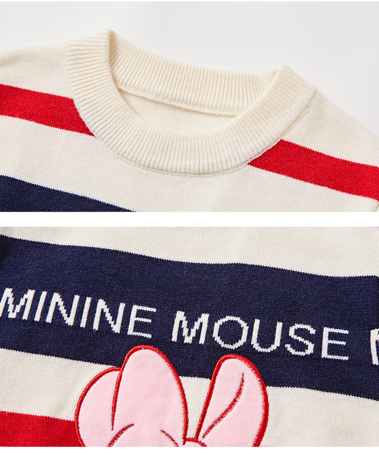 Disney Minnie Girls' Pullover Sweater Spring 2026 New Children's Versatile College Style Knitwear 5