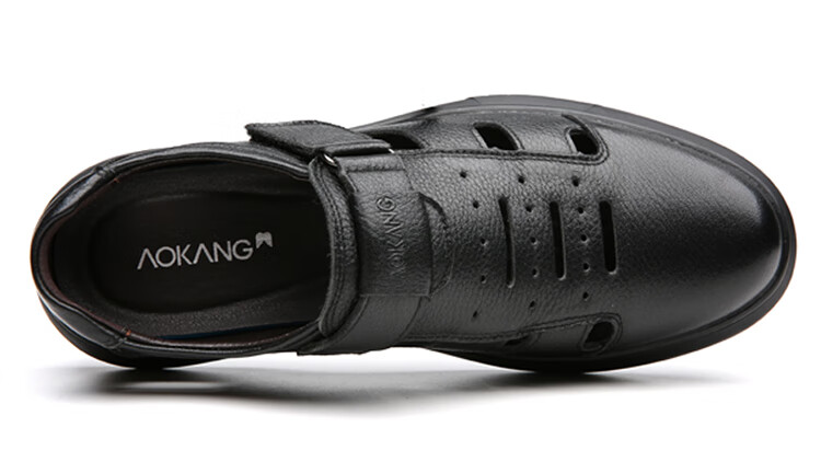 Aokang Men's Leather Hollow Out Casual Leather Shoes Dad Sandals Black 39 (245mm) 14