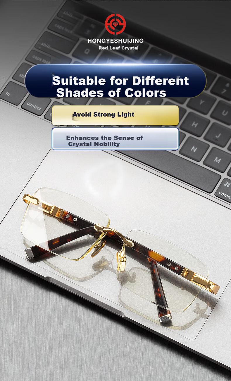 HONGYE Bamboo Leaf Crystal Sunglasses for Men, High-Definition Crystal Stone Glasses, Youthful Appearance, High-Quality Sunglasses, Authentic Product 8