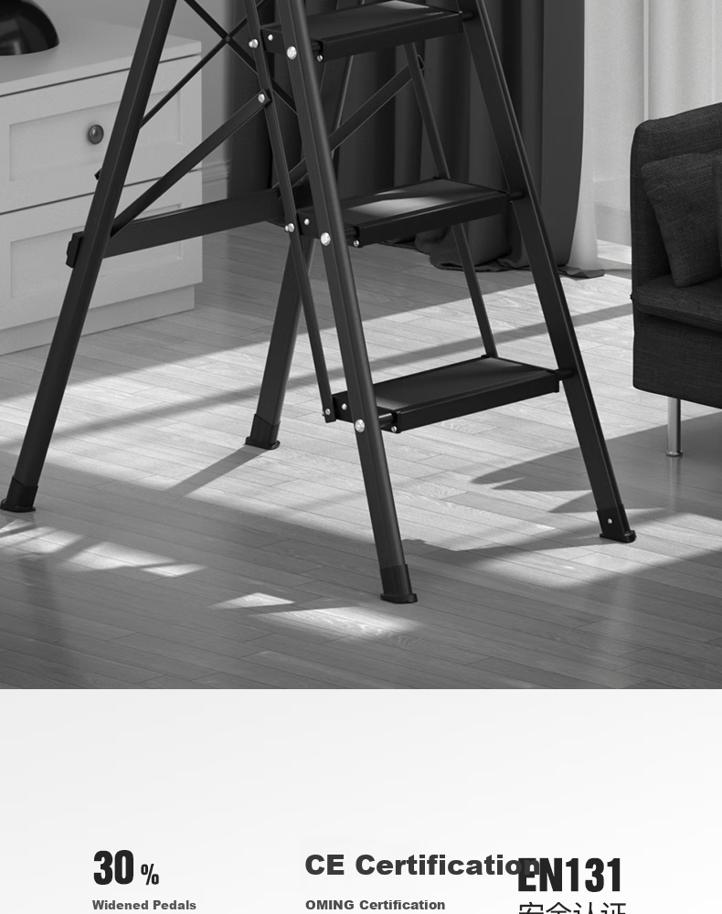 Midoli Aluminum Alloy Folding Ladder, Household A-Frame Ladder with Non-Slip Steps, Engineering Aluminum Ladder [Thickened Four-Step Ladder] 2