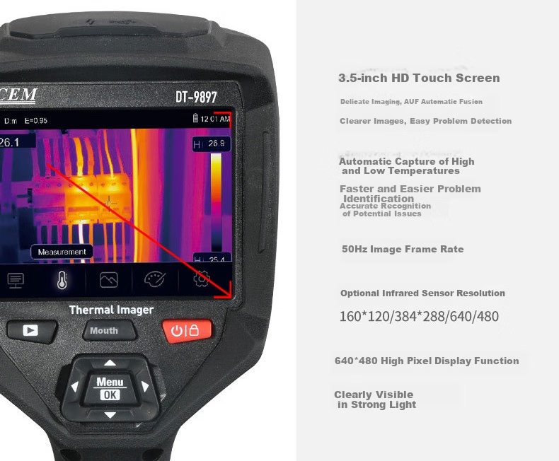 CEM DT-9897 Infrared Thermal Imager, High-Precision Infrared Imaging for Power Fault Detection And Underfloor Heating Leak Detection, Intelligent Thermal Camera 16
