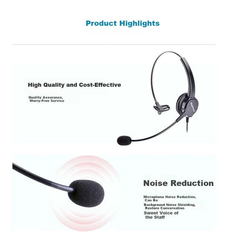 HION FOR630 Headset Single Ear Call Center Headphones Noise-Cancelling Headset for Operators Telephone Headset Customer Service Headset - Computer Dual Plug (B5) 6