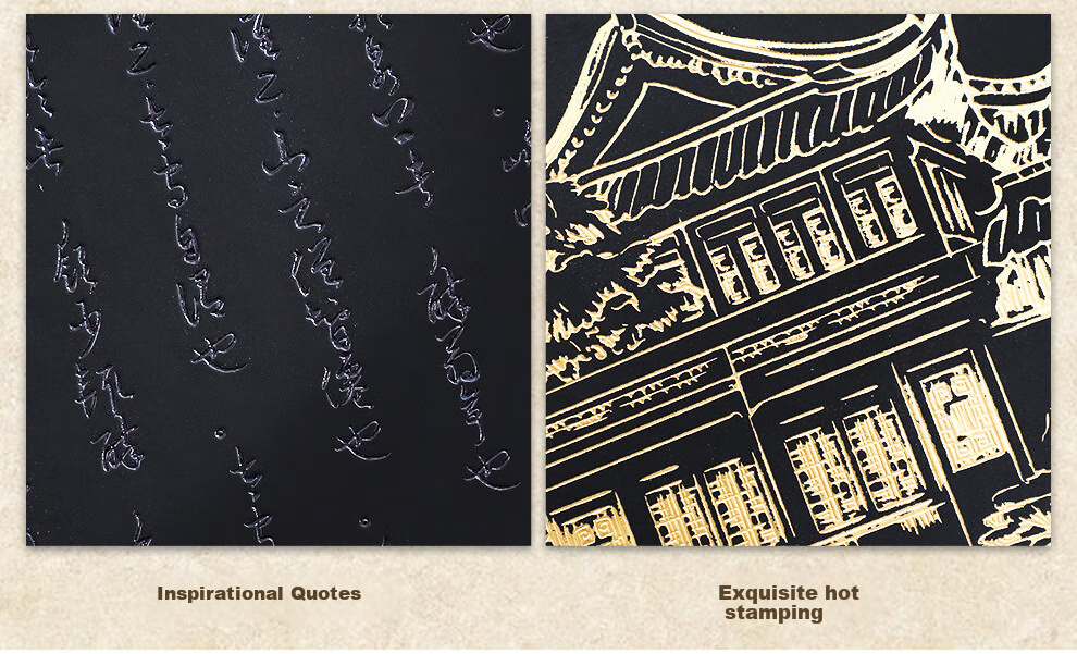 Jiaranheng National Trend Forbidden City Cultural And Creative Gold-Stamped Shengxian's Notes Drunkard's Dream Pavilion Notebook Journal Record Book Office Stationery Gift for Teachers And Students, Birthday Present, Blue 4