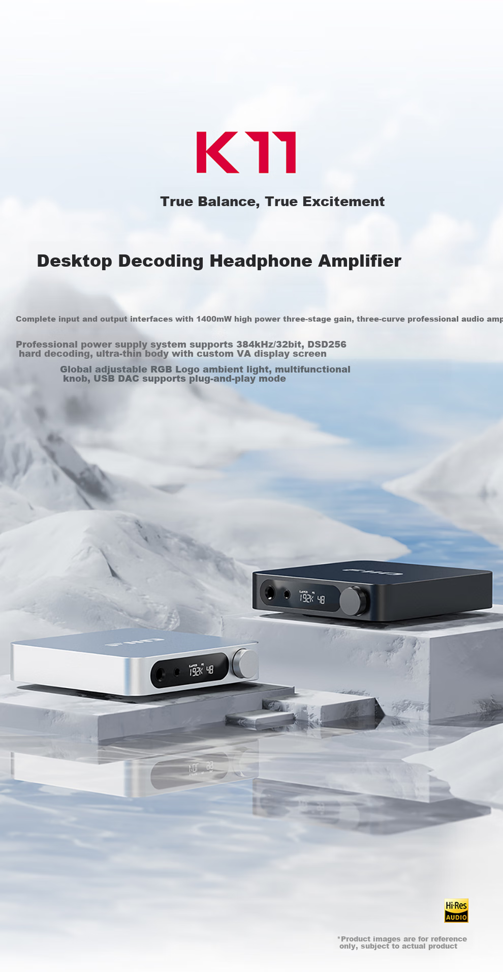 FiiO K11 Desktop Decoding Headphone Amplifier, DSD Decoder All-In HiFi Amplifier, Supports PS5 Switch, Silver Decoder 4